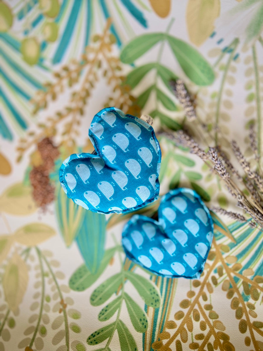 Paire de chaufferettes mains graines de lin forme coeur,  compresses chaud-froid
