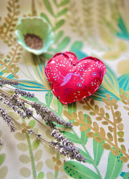 Paire de chaufferettes mains graines de lin forme coeur,  compresses chaud-froid
