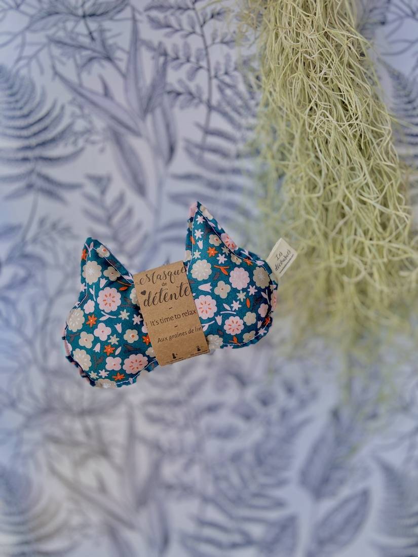 Masque de détente relaxation graines de lin Les Décousues forme originale chat