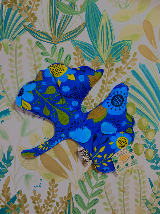 Maxi-Bouillotte sèche – Forme feuille de Ginkgo - Floral jaune & bleu