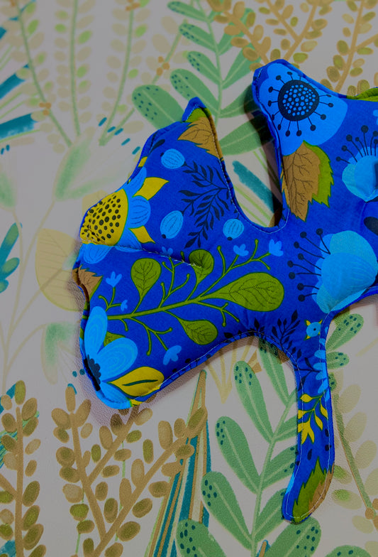 Maxi-Bouillotte sèche – Forme feuille de Ginkgo - Floral jaune & bleu