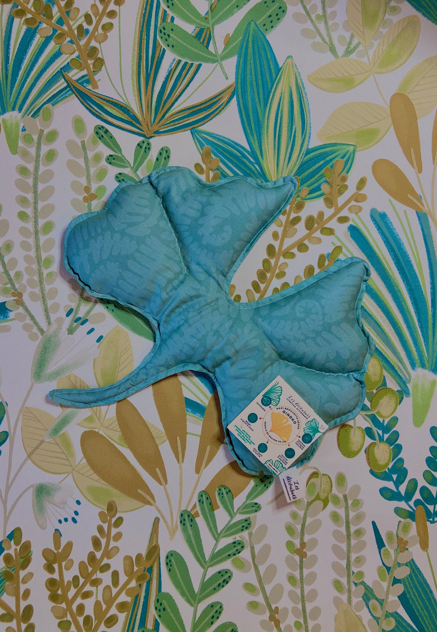 Maxi-Bouillotte sèche – Forme feuille de Ginkgo - Fougère verte