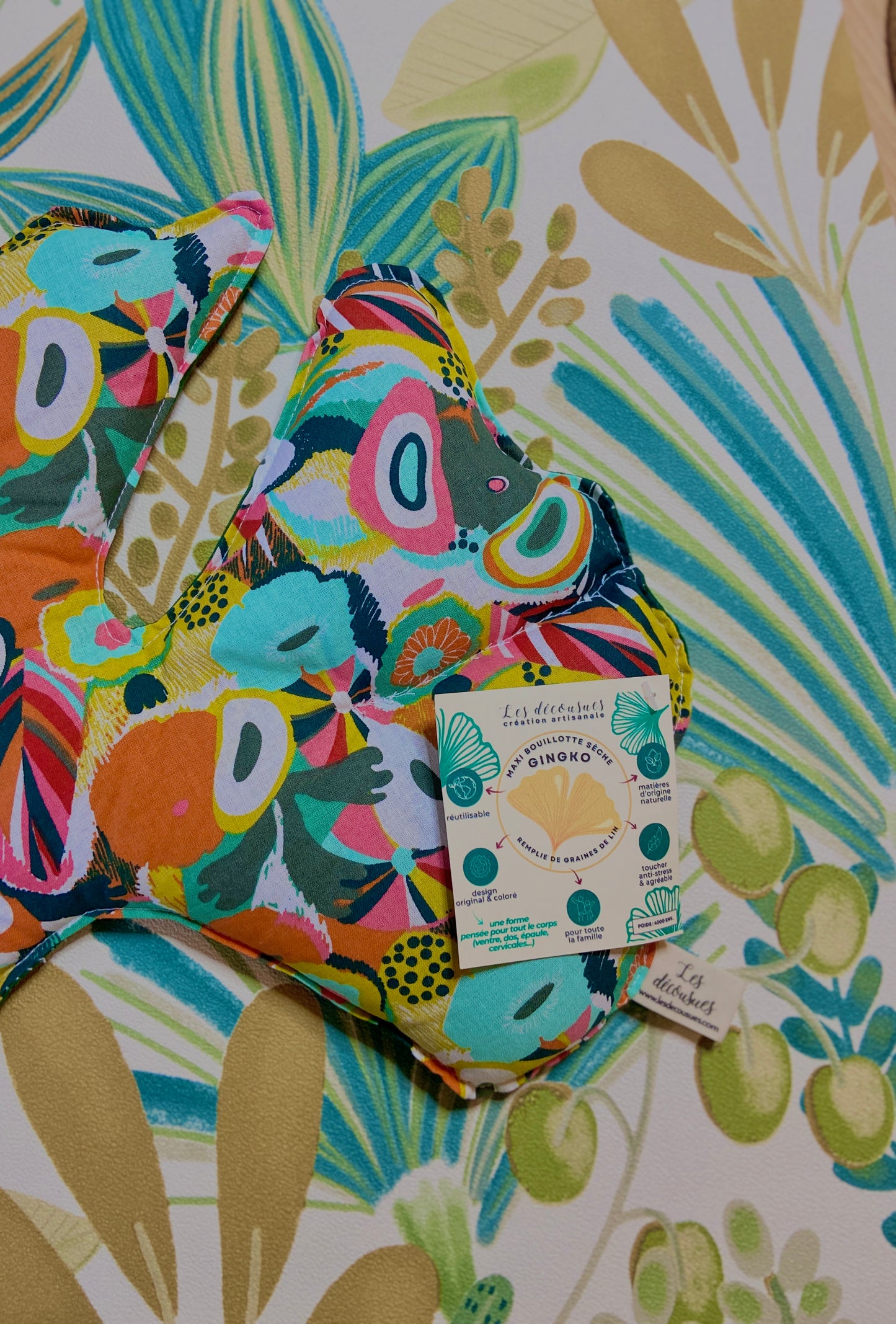 Maxi-Bouillotte sèche – Forme feuille de Ginkgo - Pastel